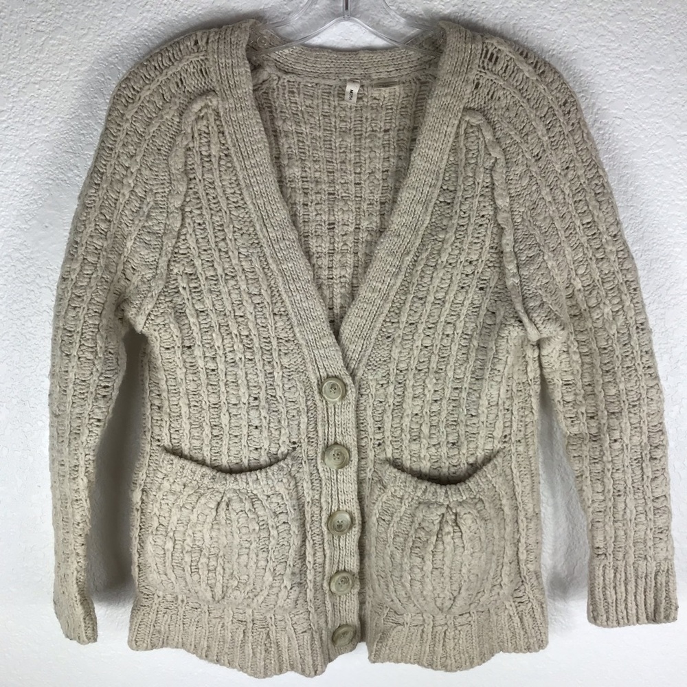 Anthropologie Moth Chunky Knit Beige Cardigan